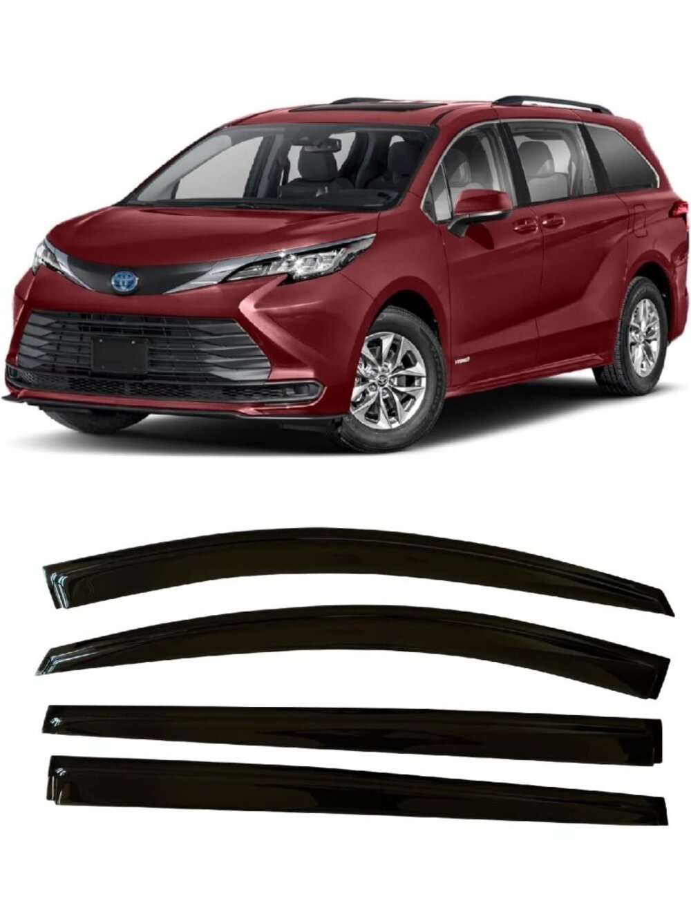 Side Window Visor Deflectors for Toyota Sienna 2021‑2024 – Tape‑On Rain Guards